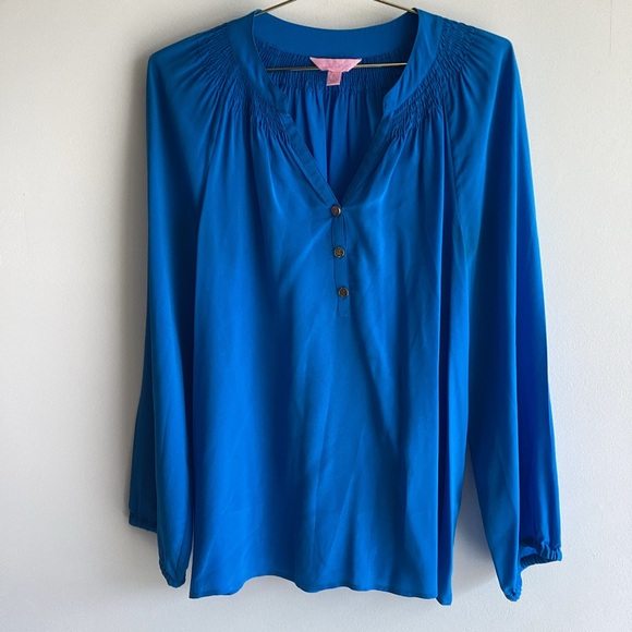 Lilly Pulitzer Elsa Silk Top Blue Size Small - Picture 2 of 7